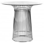 Glass & Stainless Steel 80cm Dining Table